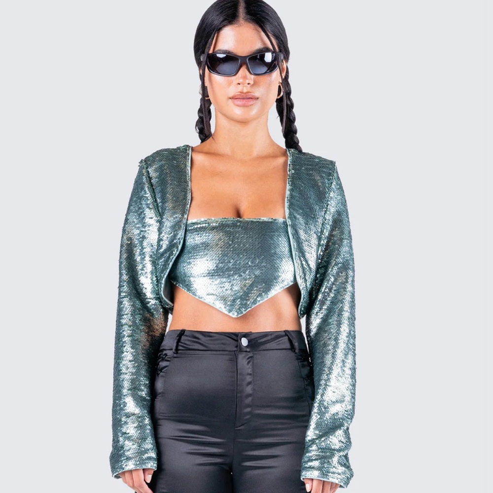 Millie Sequin Triangle Top And Shrug Set - image 5